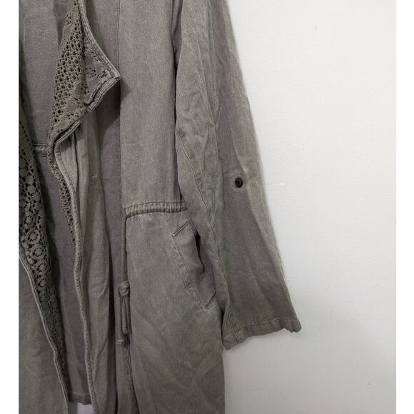 Knox Rose Women's Olive Lace Front Lightweight Hooded Jacket Size L - Picture 3 of 6